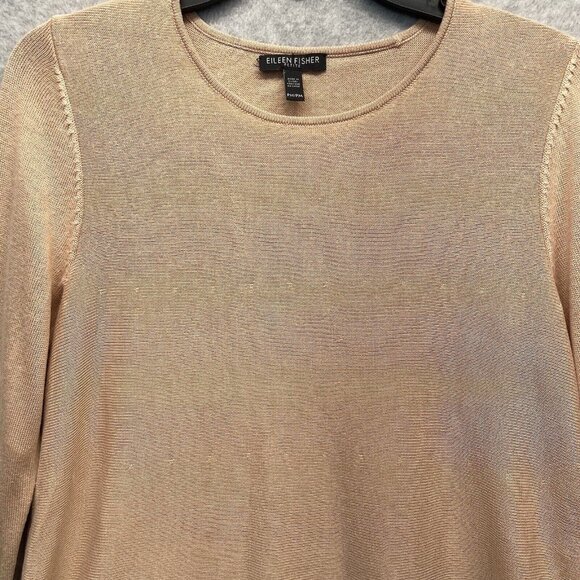 Eileen Fisher Lightweight Sweater Womens Petite Medium Peach Tencel Silk Blend - Picture 2 of 12